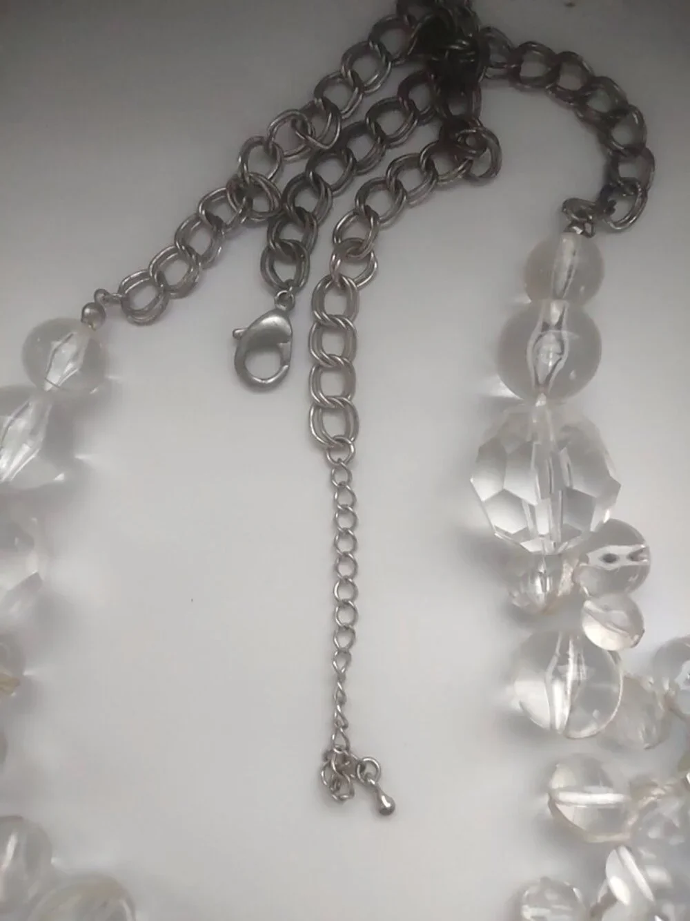 Vintage Clear Crystal Beaded Statement Necklace 15” Bridal Glam